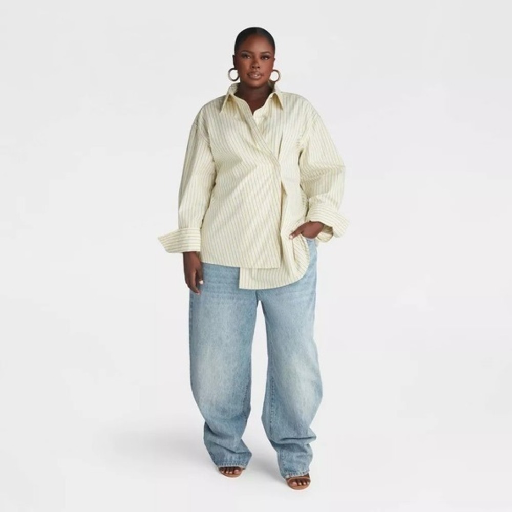 KBB KAHLANA Target XL Extra Large Long Sleeve Button-Down The Wrap Shirt Striped - Picture 10 of 10